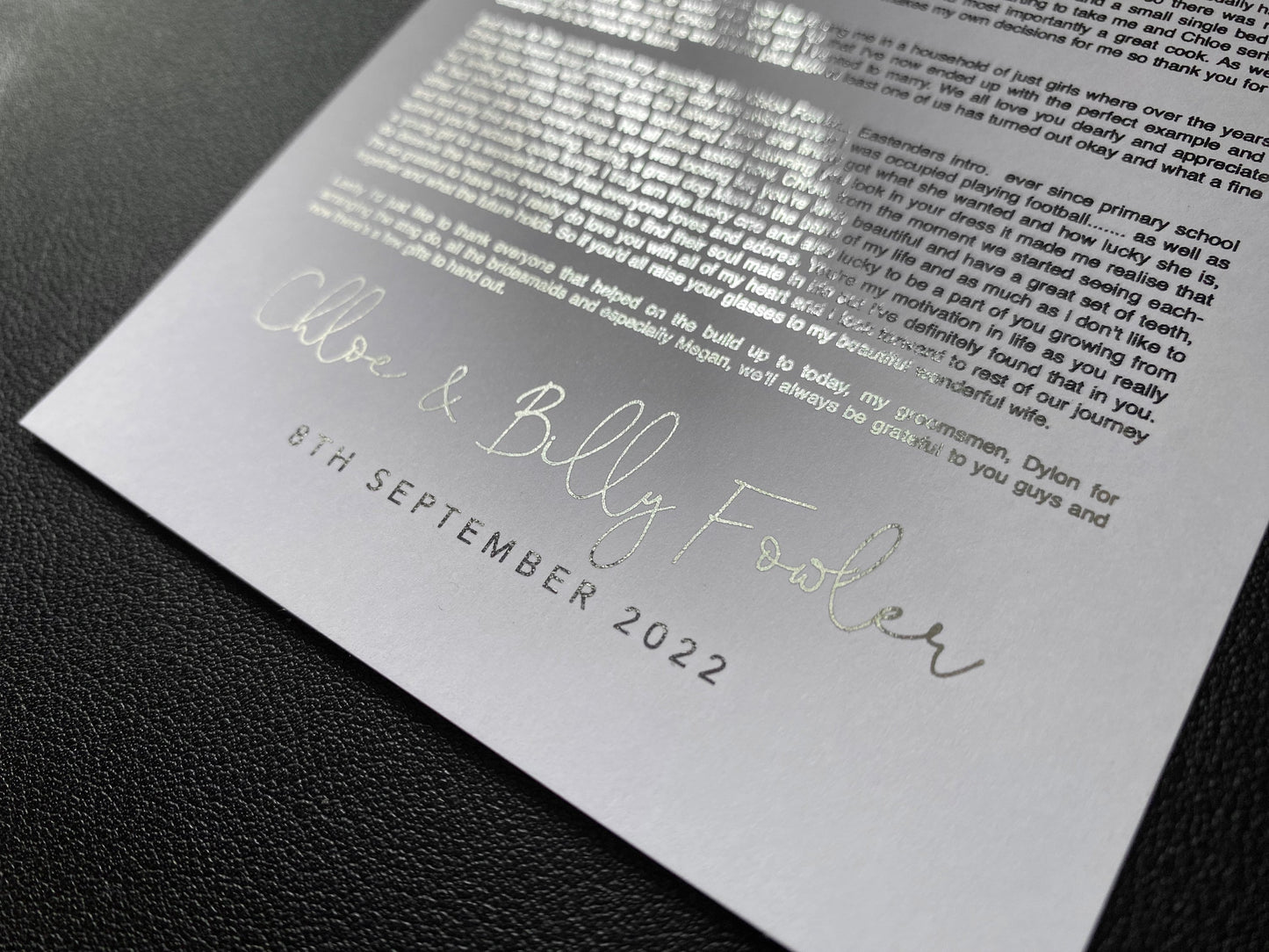 A4 Foil Wedding Speech Print