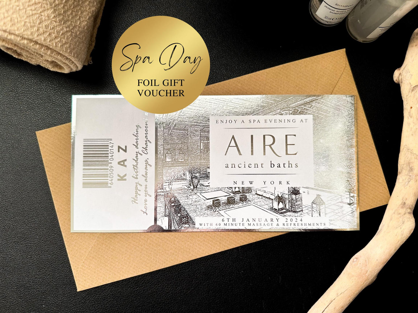 Spa Day Foil Ticket