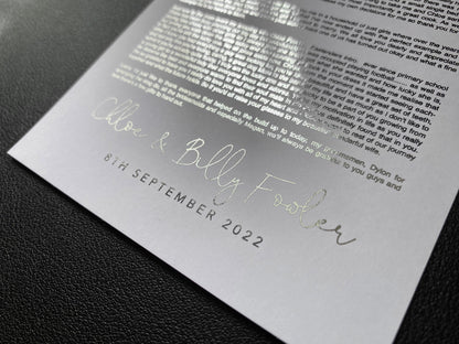 A4 Foil Wedding Speech Print