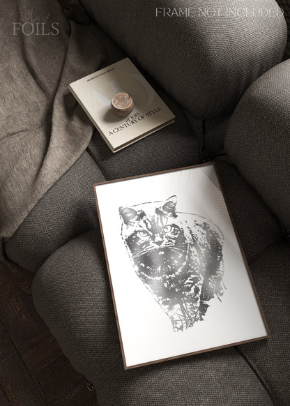 Decorative print of pet cat on a sofa