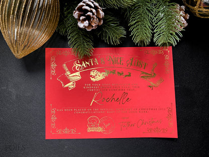 Personalised Nice List Certificate