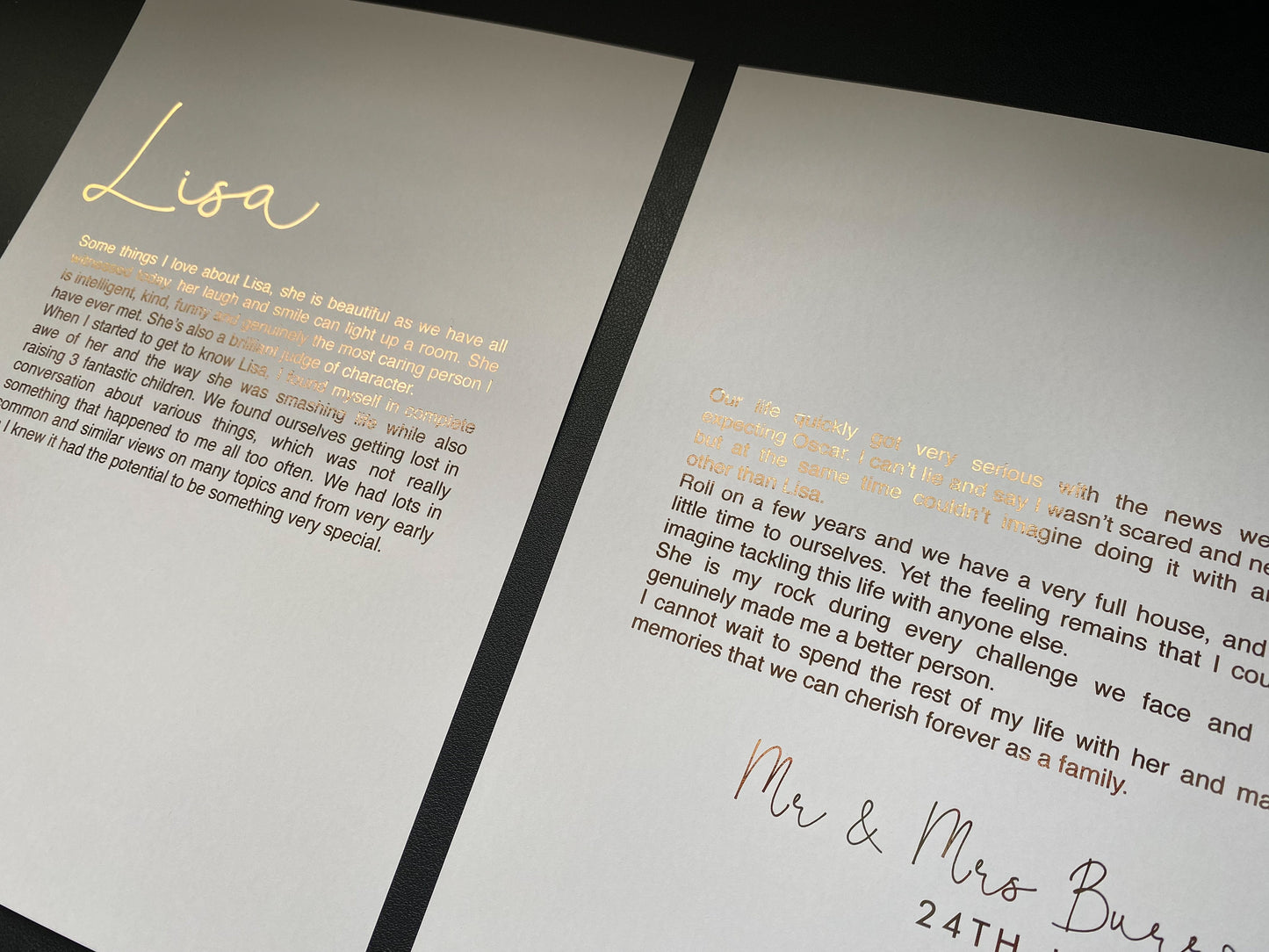 A4 Foil Wedding Speech Print
