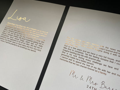 A4 Foil Wedding Speech Print