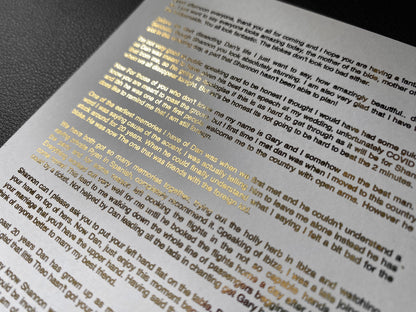 A4 Foil Wedding Speech Print