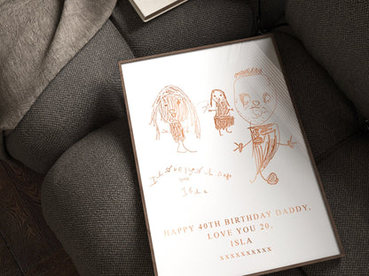 Your Child's Drawing in Foil